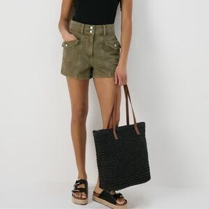 Urban Outfitters BDG Sofia Acid Wash Green Cargo High Rise Jean Shorts Size 27